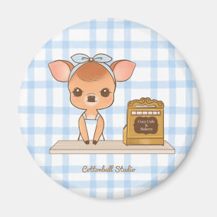 Puds' Cozy Cafe and Bakery Cute Kawaii Pudu Deer Magnet