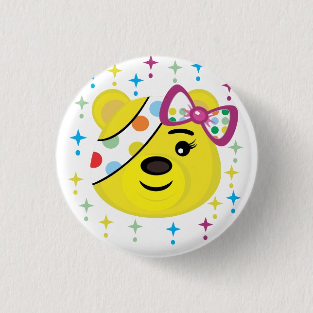 Pudsey bear 1 inch round button (Front)
