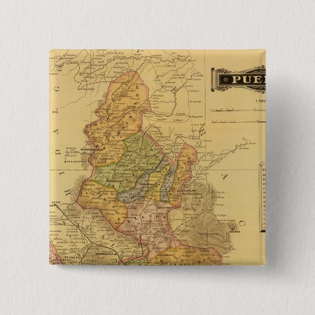 Puebla 2 Inch Square Button (Front)