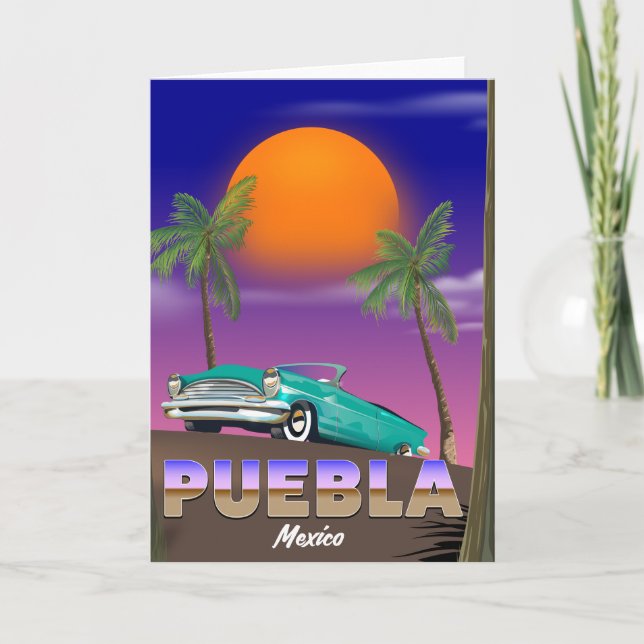 Puebla Mexico, holiday poster Card (Front)