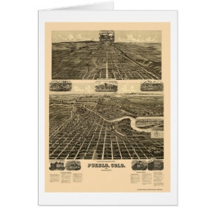 Pueblo, carte panoramique de Co - 1890