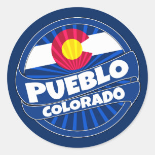 Pueblo Colorado flag burst stickers