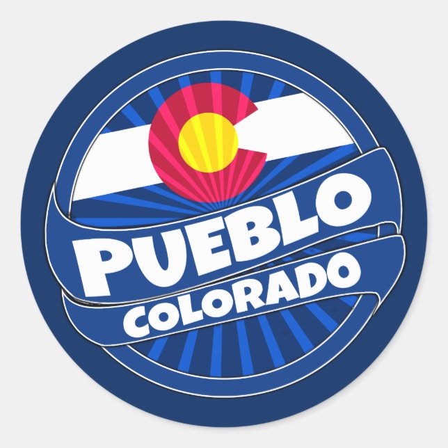Pueblo Colorado flag burst stickers (Front)