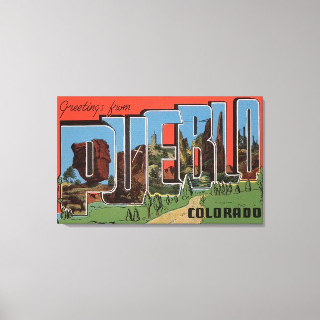Pueblo, Colorado  - Large Letter Scenes Canvas Print (Front)