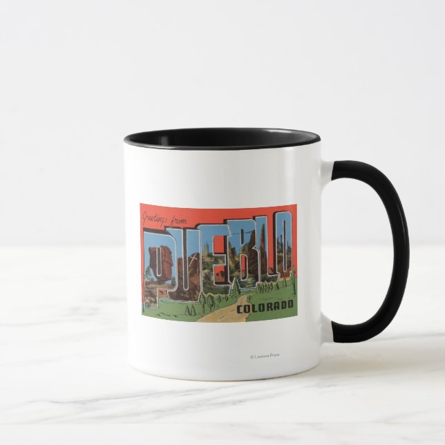Pueblo, Colorado  - Large Letter Scenes Mug (Right)