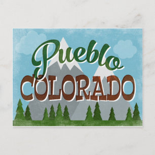 Pueblo Colorado Snowy Mountains Postcard