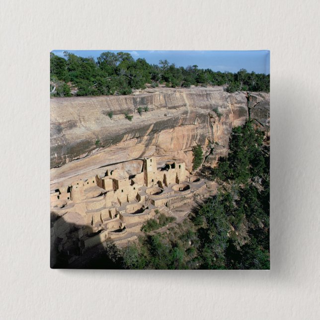 Pueblo Indian cliff dwellings 2 Inch Square Button (Front)