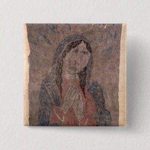 Pueblo Indian hide Painting of a Madonna, 1675 2 Inch Square Button