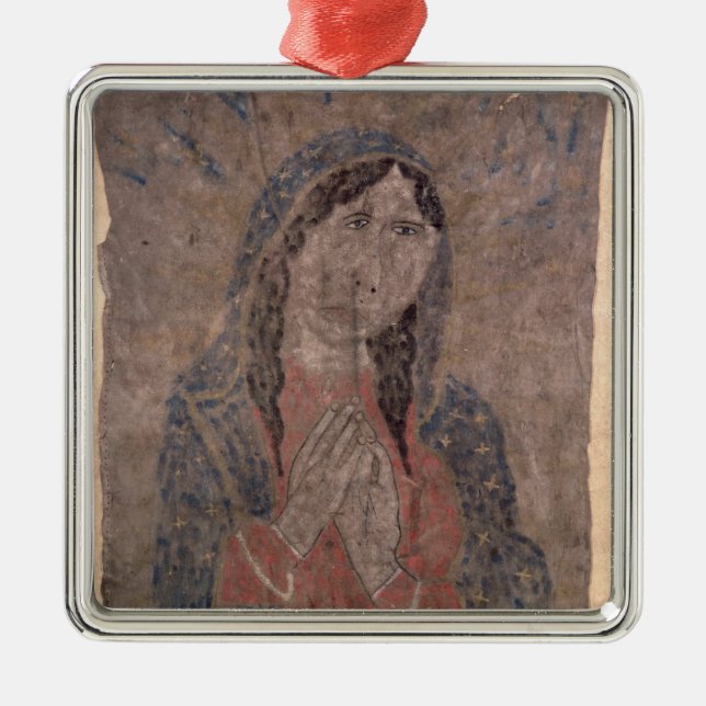 Pueblo Indian hide Painting of a Madonna, 1675 Metal Ornament (Front)