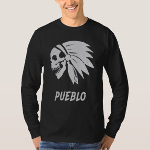 Pueblo Native American Indian Born Freedom Evil Sk T-Shirt