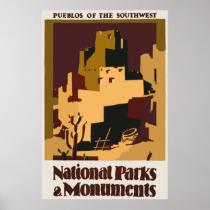 Pueblos of the Southwest Vintage Travel Poster