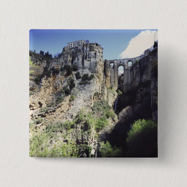 Puente Nuevo bridge in Spain 2 Inch Square Button (Front)