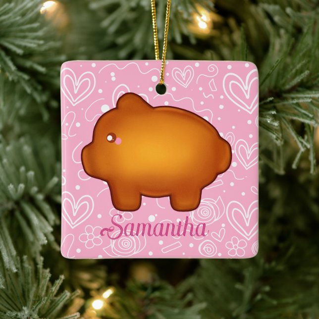 Puerquito De Piloncillo Pan Dulce Ceramic Ornament (Tree)