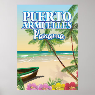 Puerto Armuelles Panama Beach travel poster