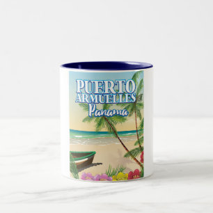 Puerto Armuelles Panama Beach travel poster Two-Tone Coffee Mug