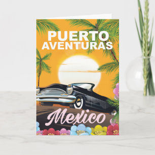 Puerto Aventuras Mexico travel poster Holiday Card