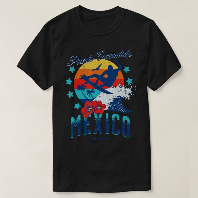 Puerto Escondido Oaxaca Mexico Big Wave Surfing Su T-Shirt (Design Front)