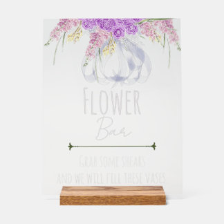 Puerto Madero Blue Bow Bouquet Flower Bar Acrylic Sign