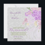 Puerto Madero sheer bow Bouquet   Save The Date<br><div class="desc">Gorgeous hand painted Coquette style sheer bow and bouquet on soft grey rose garden inspired background to highlight your invitation. Very romantic and chic,  this Coquette inspired Wedding invitation welcomes your guests in style. Enjoy the coordinating suite in Spring Olive,  Spanish rose,  purples and gold.</div>