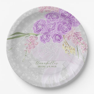 Puerto Madero Sheer Lilac Bow and Bouquet Paper Plate