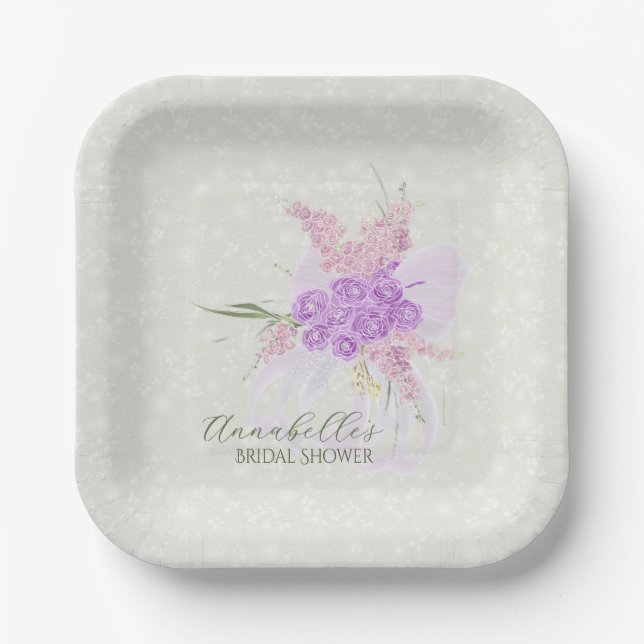 Puerto Madero Sheer Lilac Bow  Paper Plate (Front)