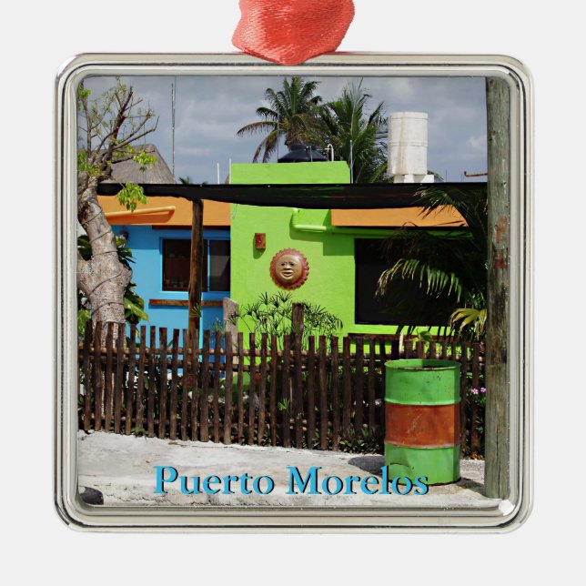 Puerto Morelos Casa Metal Ornament (Front)