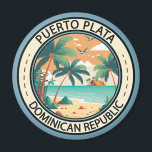 Puerto Plata Dominican Republic Hut Badge Magnet<br><div class="desc">Puerto Plata vector art design. San Felipe de Puerto Plata is the capital of the Puerto Plata province on the Dominican Republic’s Atlantic north coast. The city is best known for its beaches.</div>