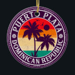 Puerto Plata Dominican Republic Retro Palm Trees Ceramic Ornament<br><div class="desc">Puerto Plata Dominican Republic,  retro beach souvenirs. travel design for summer lovers. this retro vintage design is a great holiday,  birthday,  and summer vacation gift idea.</div>
