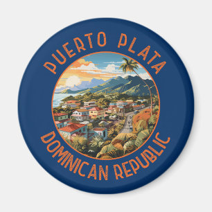 Puerto Plata Dominican Republic Sunset Retro Magnet