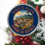 Puerto Plata Dominican Republic Sunset Retro Metal Ornament<br><div class="desc">Puerto Plata retro vector travel design. Puerto Plata,  officially known as San Felipe de Puerto Plata,  is a major coastal city in the Dominican Republic,  and capital of the province of Puerto Plata.</div>