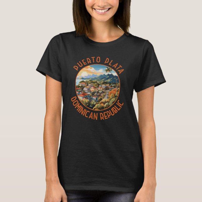 Puerto Plata Dominican Republic Sunset Retro T-Shirt (Front)