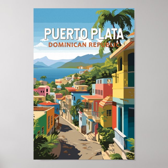 Puerto Plata Dominican Republic Travel Art Vintage Poster (Front)
