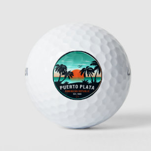 Puerto Plata Dominican Retro Sunset Souvenir 60s Golf Balls