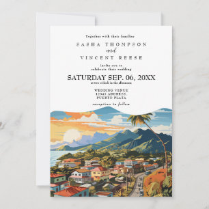 Puerto Plata Wedding Invitation Retro