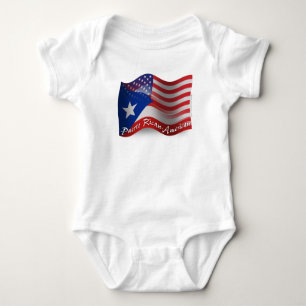 Puerto Rican-American Waving Flag Baby Bodysuit