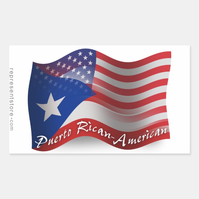Puerto Rican-American Waving Flag Sticker (Front)