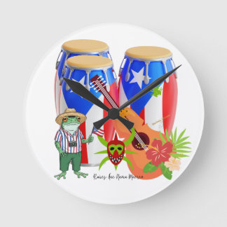 Puerto Rican Cultural Art Home Decor Round Clock