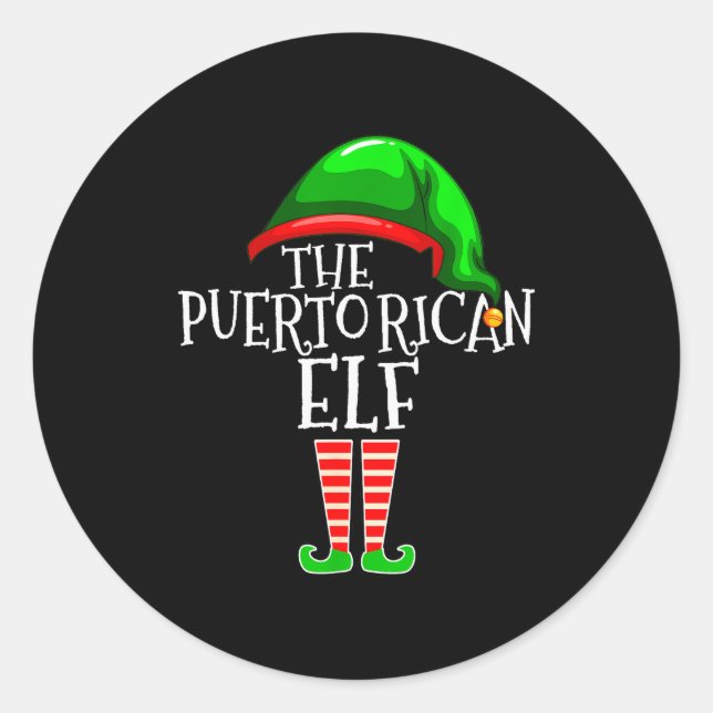 Puerto Rican Elf Family Matching Group Christmas G Classic Round Sticker (Front)