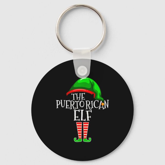 Puerto Rican Elf Family Matching Group Christmas G Keychain (Front)