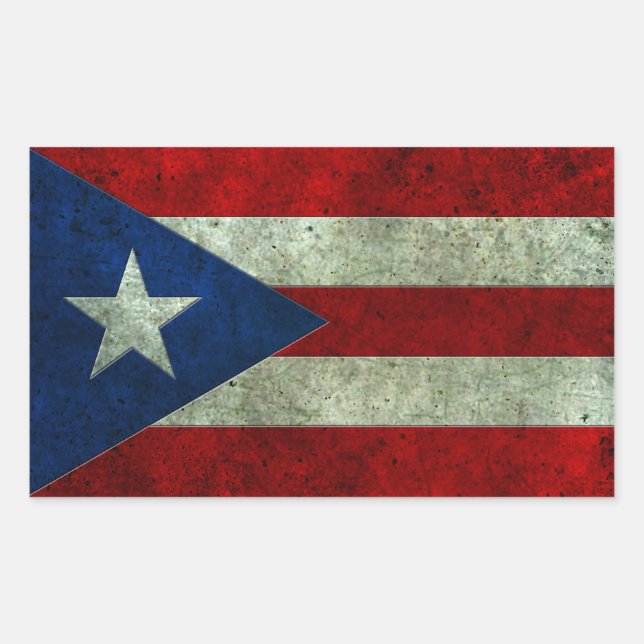 Puerto Rican Flag Aged Steel Effect Sticker (Front)