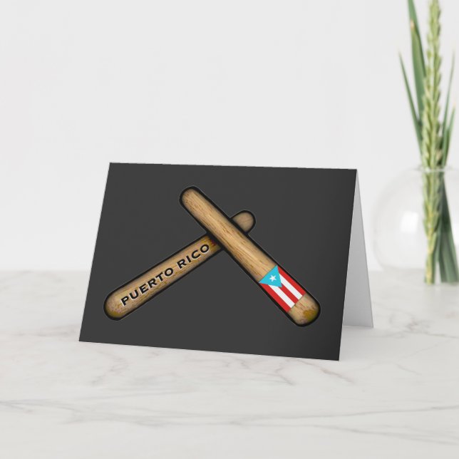 Puerto Rican Flag Claves Boricua Percussion Holiday Card (Front)
