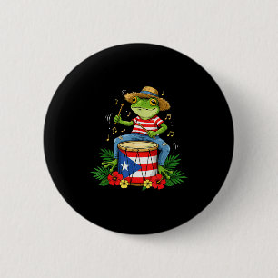 Puerto Rican Flag Coqui Frog Puerto Rico Hispanic  2 Inch Round Button