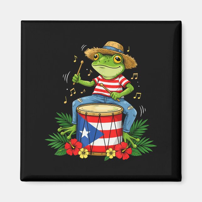 Puerto Rican Flag Coqui Frog Puerto Rico Hispanic  Magnet (Front)