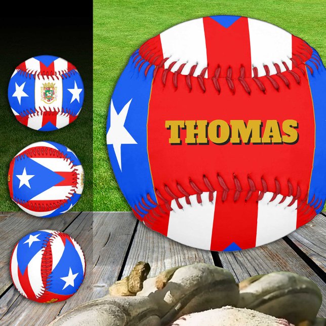 Puerto Rican Flag, Monogram / Baseball Balls (Creator Uploaded)