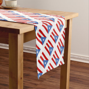 Puerto Rican Flag Print Short Table Runner