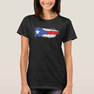 Puerto Rican Flag Puerto Rico Map With Town And C T-Shirt