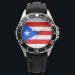 Puerto Rican Flag (Puerto Rico) Watch<br><div class="desc">This design features the flag of Puerto Rico, which represents and symbolizes the Caribbean island and its people. The Commonwealth of Puerto Rico ("Estado Libre Asociado de Puerto Rico") is an unincorporated territory of the United States of America. Originally populated by the indigenous Taíno people, Puerto Rico was colonized by...</div>