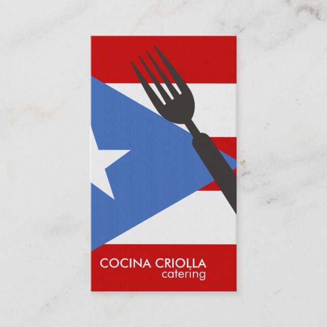 Puerto Rican Flag Restaurant or Catering Business Card (Front)