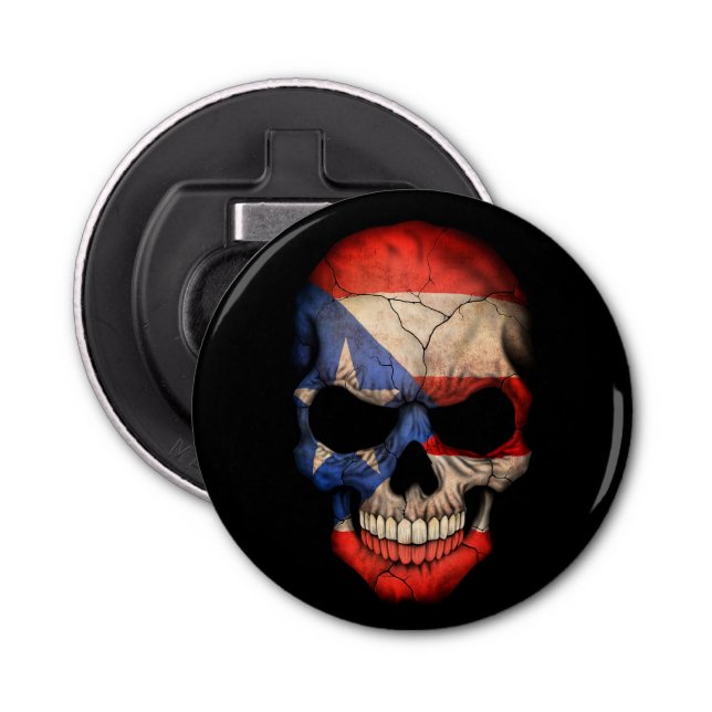 Puerto Rican Flag Skull Bottle Opener (Front)