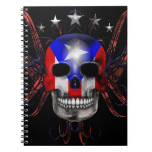 Puerto Rican Flag - Skull Notebook